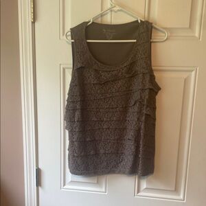 Chico's Brown Ruffled Sleeveless Tank Top